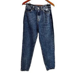 Simple Society Womens Jeans Straight High Rise Distressed Pleated Leg Sz 5/27